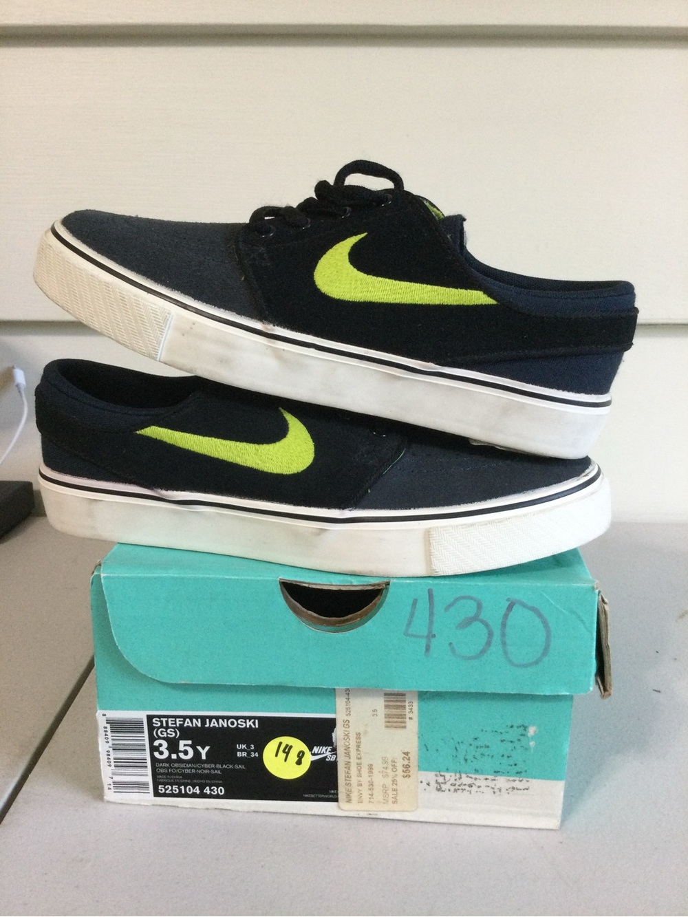 Nike Stefan Janoski Black Shoes with Volt Swoosh